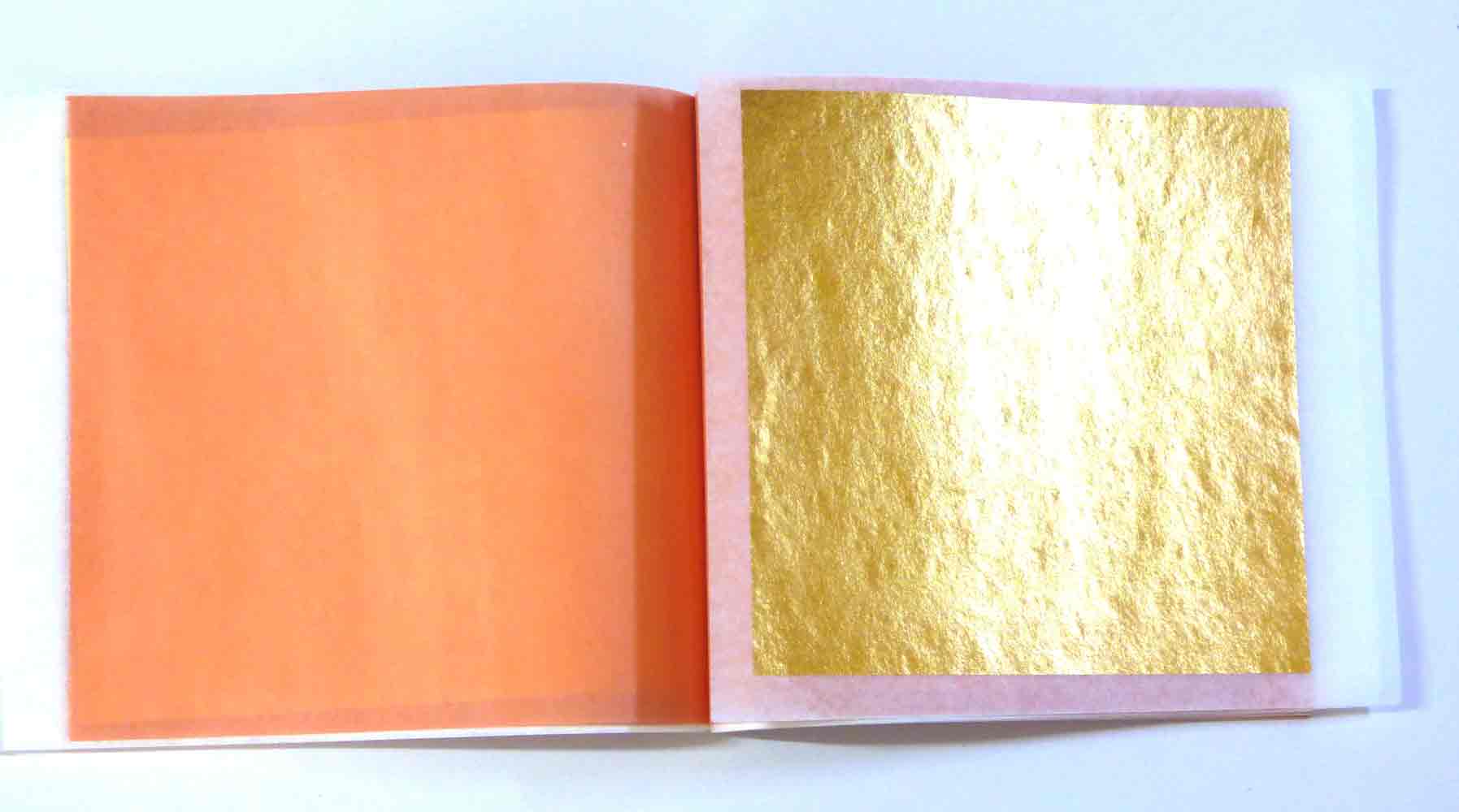 Blattgold 24 Karat Gold TRANSFER Heft 25 Blatt 8x8cm Buchbinder Vergolden 
