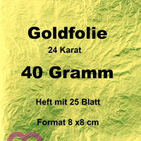 Goldfolie 40 Gr. , Heft mit 25 Blatt, 8x8 cm