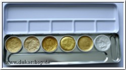 Farbkasten, 6 Metallfarben 5x Gold, 1x Silber