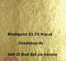 1 Heft Blattgold, 23,75 Karat, Extra-Dick,Transfer,