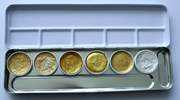 Farbkasten, 6 Metallfarben 5x Gold, 1x Silber