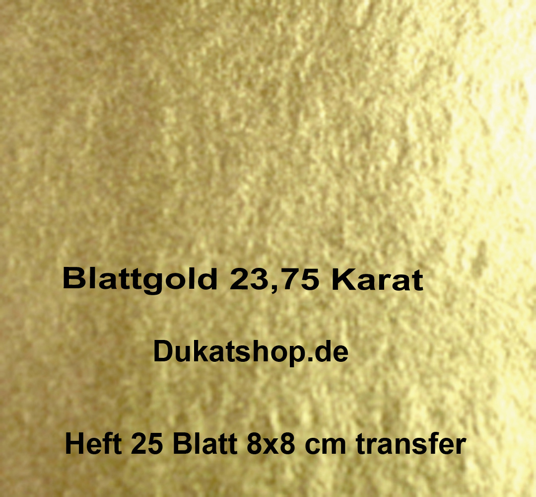 4 Hefte  Blattgold, 23,75 Karat, Doppelgold 8x8 cm, transfer